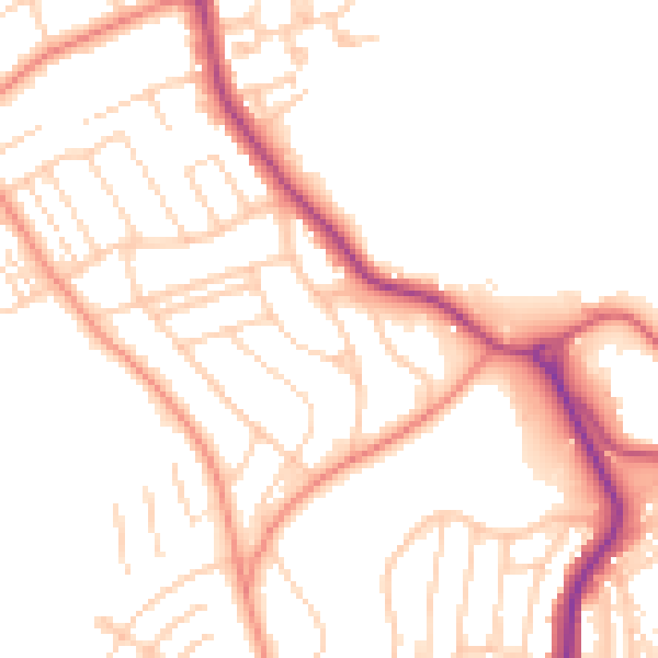 Daytime road noise heatmap for YO12 6AY