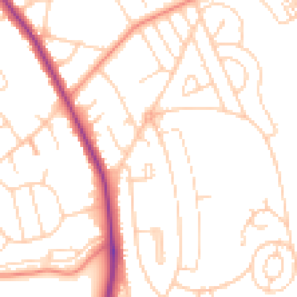 Daytime road noise heatmap for YO12 6BF