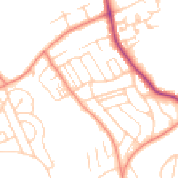 Daytime road noise heatmap for YO12 6DD