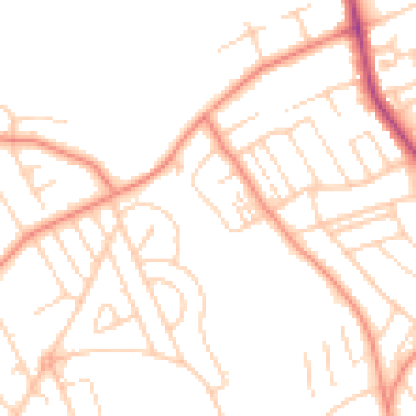 Daytime road noise heatmap for YO12 6DS