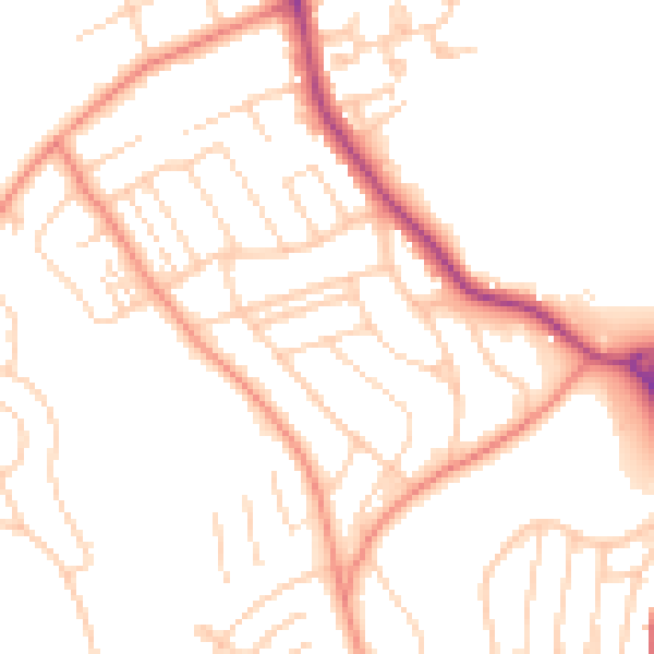 Daytime road noise heatmap for YO12 6JZ