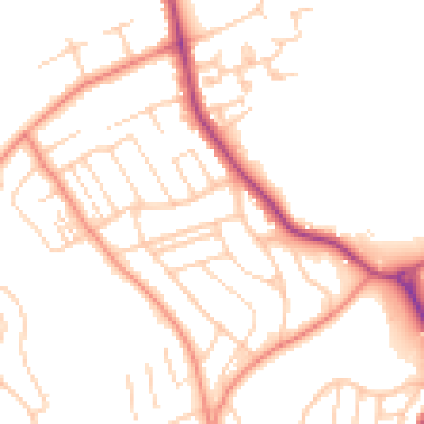 Daytime road noise heatmap for YO12 6LD