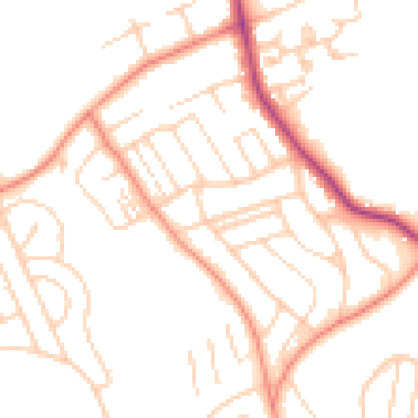 Daytime road noise heatmap for YO12 6LF