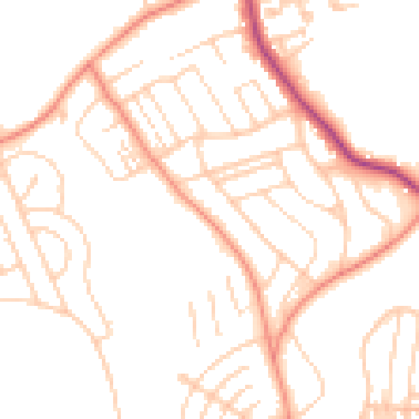Daytime road noise heatmap for YO12 6LH