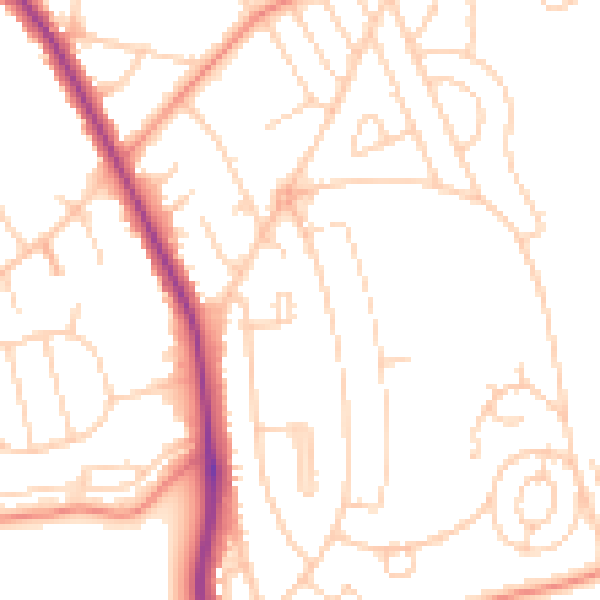 Daytime road noise heatmap for YO12 6NJ