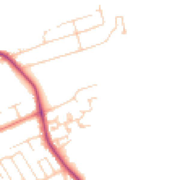 Daytime road noise heatmap for YO12 6PZ