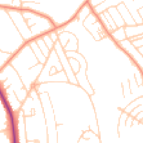 Daytime road noise heatmap for YO12 6SA