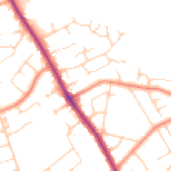 Daytime road noise heatmap for YO12 6SF