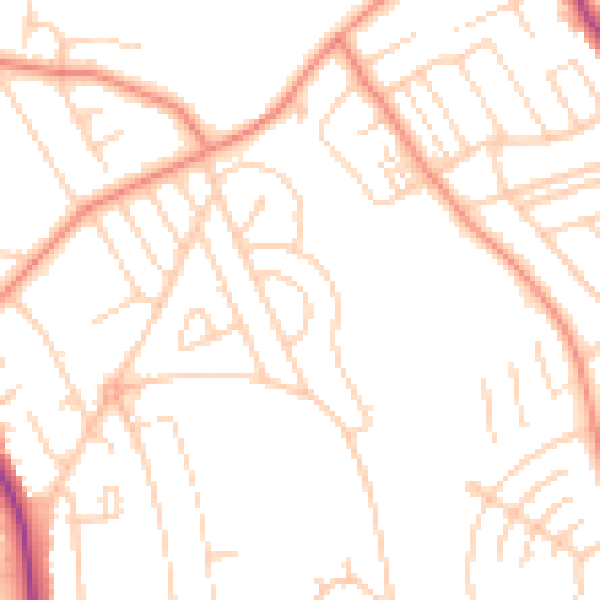 Daytime road noise heatmap for YO12 6SW