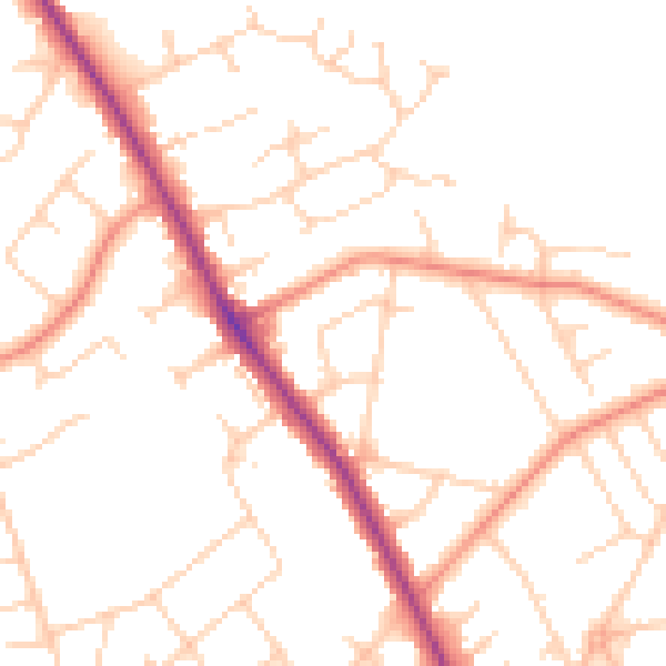 Daytime road noise heatmap for YO12 6TL