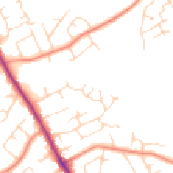 Daytime road noise heatmap for YO12 6UR