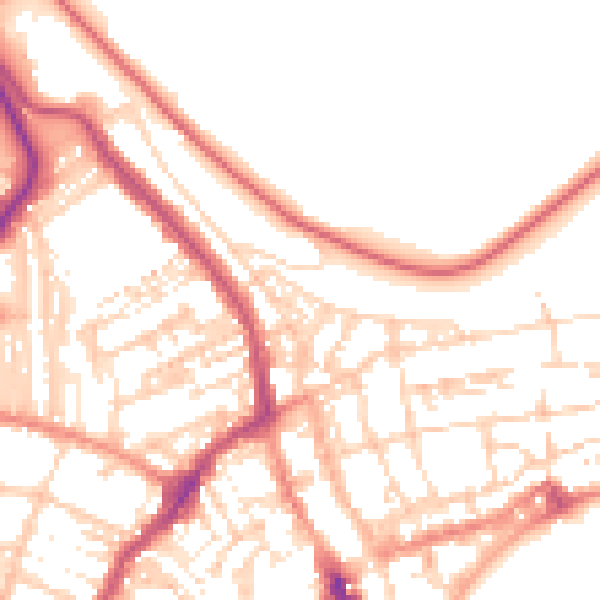 Daytime road noise heatmap for YO12 7HF