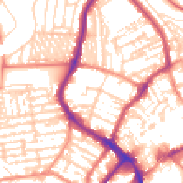Daytime road noise heatmap for YO12 7SG