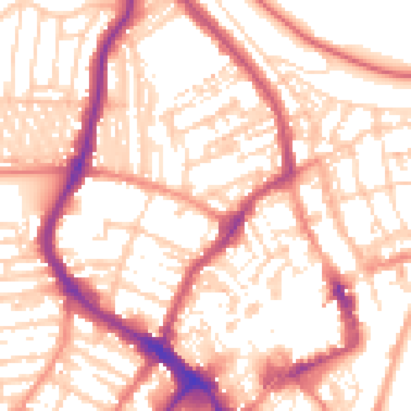 Daytime road noise heatmap for YO12 7SN