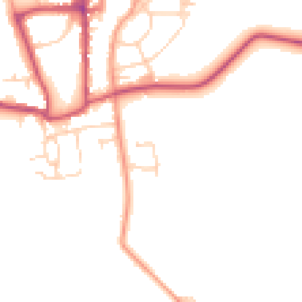 Daytime road noise heatmap for YO15 1BW