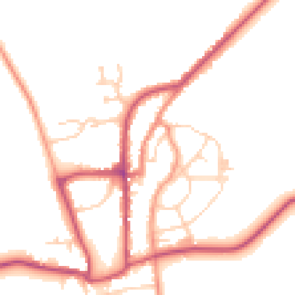 Daytime road noise heatmap for YO15 1JT