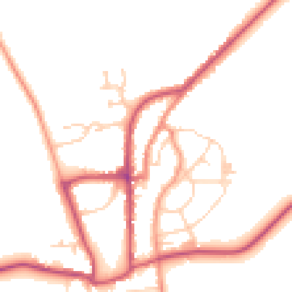 Daytime road noise heatmap for YO15 1JX