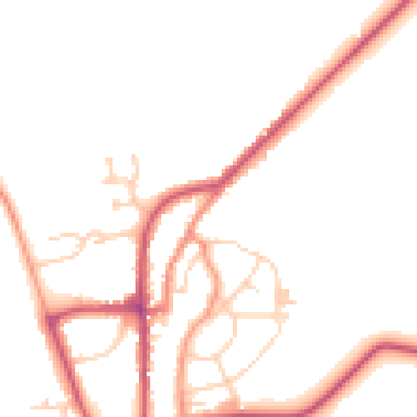 Daytime road noise heatmap for YO15 1LD