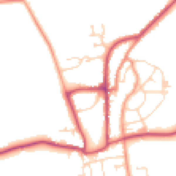 Daytime road noise heatmap for YO15 1LW