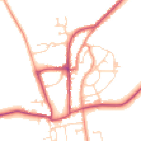 Daytime road noise heatmap for YO15 1NA