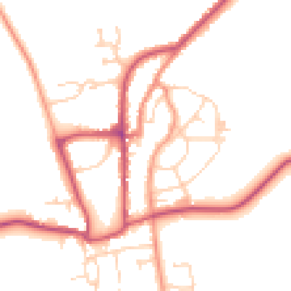 Daytime road noise heatmap for YO15 1NE