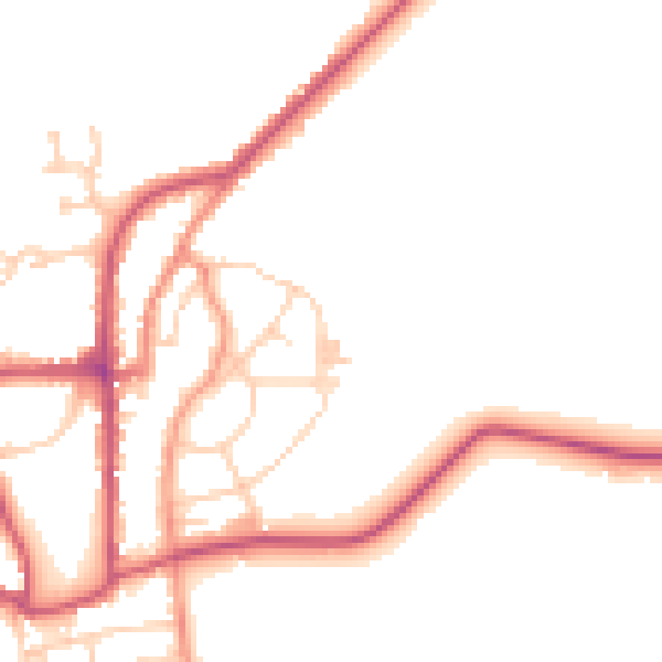 Daytime road noise heatmap for YO15 1NT