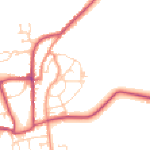 Daytime road noise heatmap for YO15 1NY