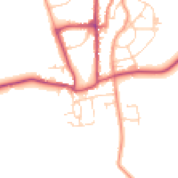 Daytime road noise heatmap for YO15 1PE