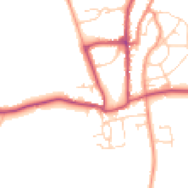 Daytime road noise heatmap for YO15 1QE