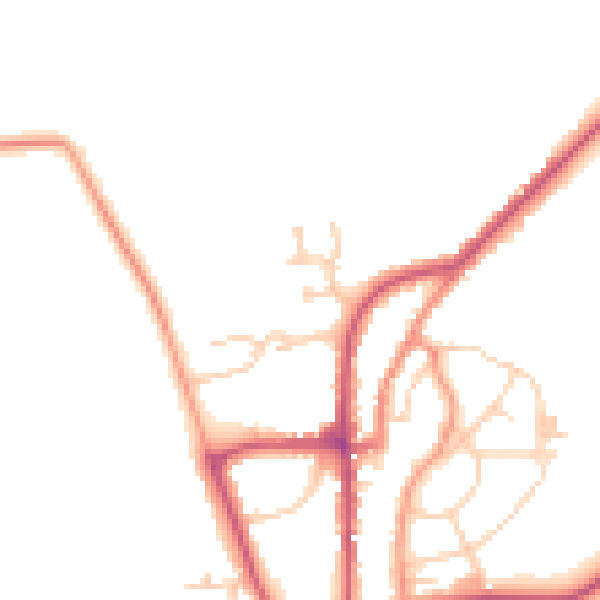 Daytime road noise heatmap for YO15 1QJ