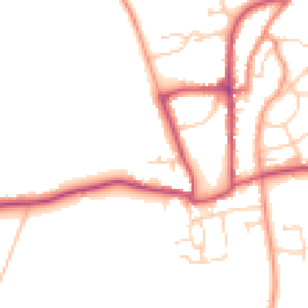 Daytime road noise heatmap for YO15 1QQ