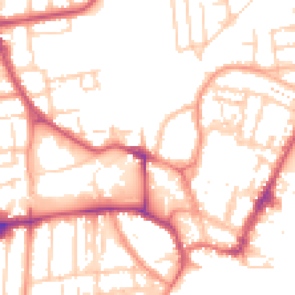 Daytime road noise heatmap for YO15 2AN