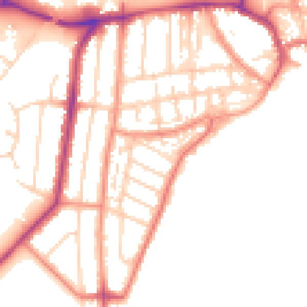 Daytime road noise heatmap for YO15 3JP