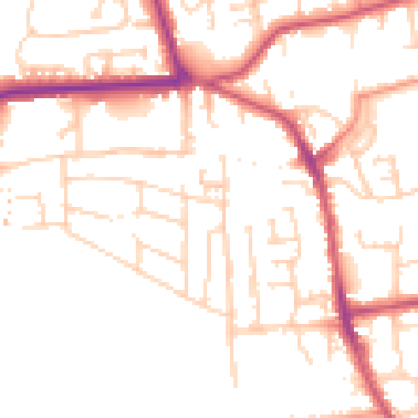 Daytime road noise heatmap for YO16 4AG