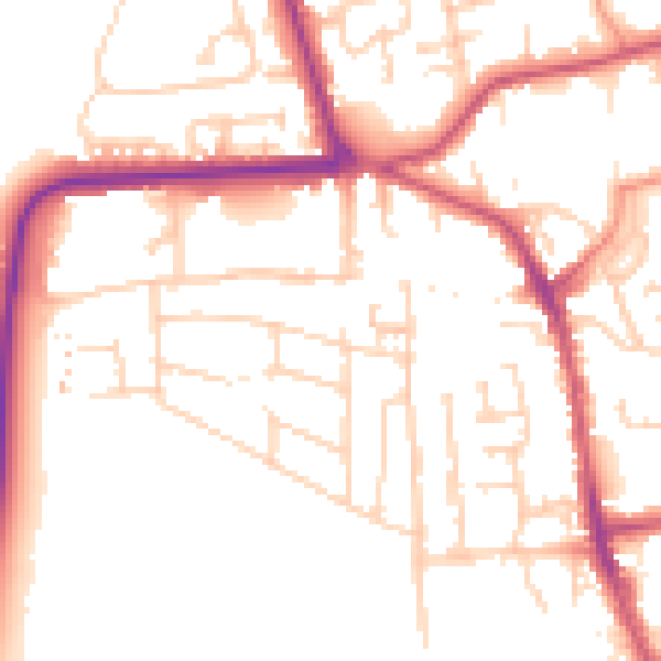 Daytime road noise heatmap for YO16 4AJ