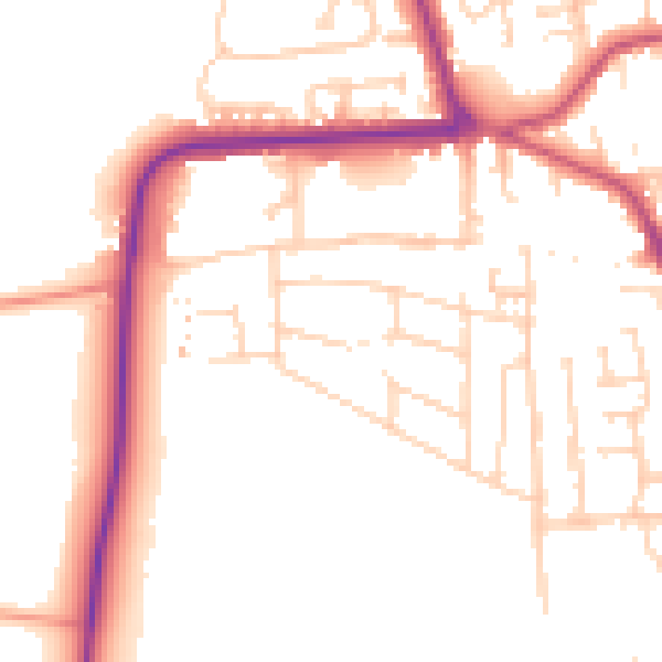 Daytime road noise heatmap for YO16 4AP