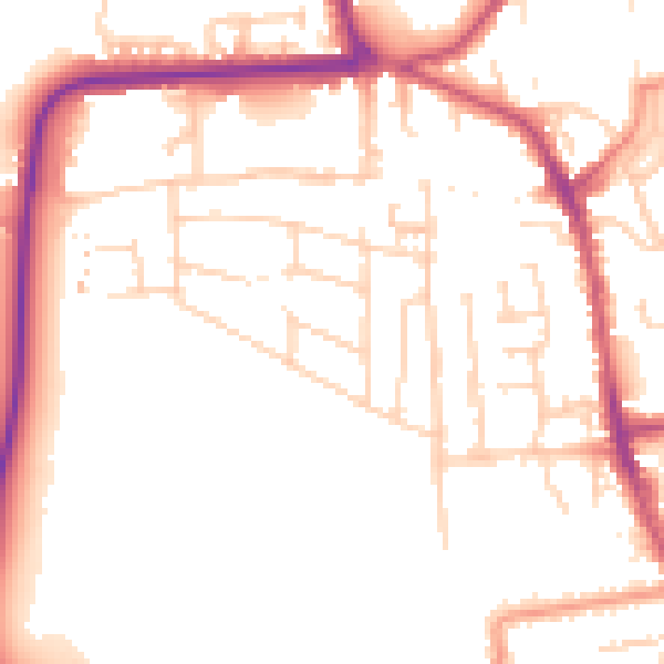 Daytime road noise heatmap for YO16 4AU