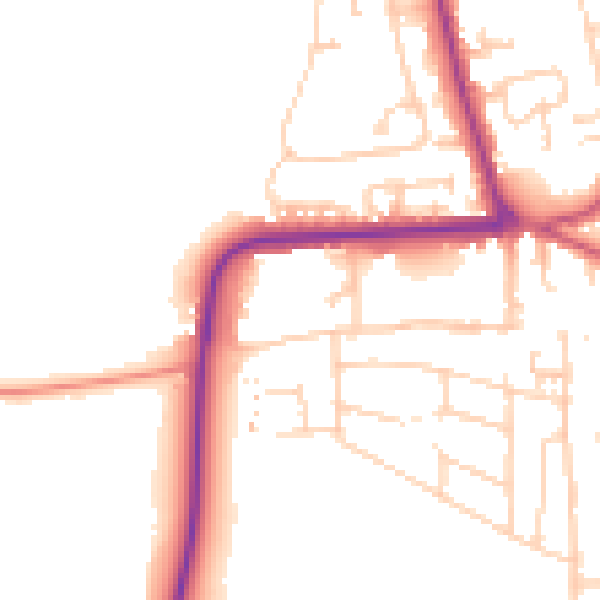 Daytime road noise heatmap for YO16 4BG