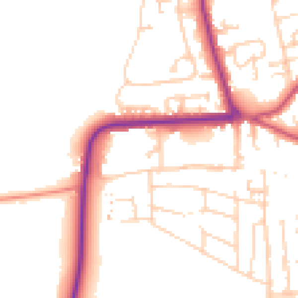 Daytime road noise heatmap for YO16 4DG