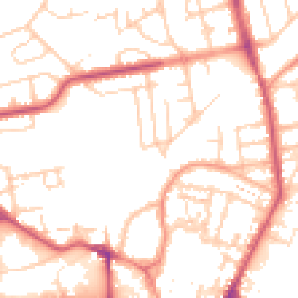 Daytime road noise heatmap for YO16 4DJ