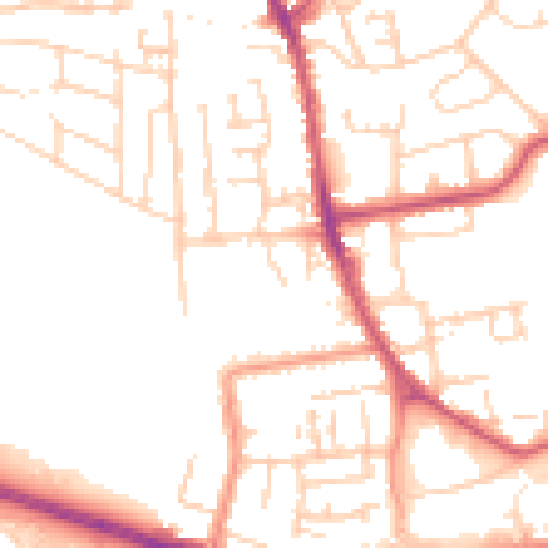Daytime road noise heatmap for YO16 4EQ