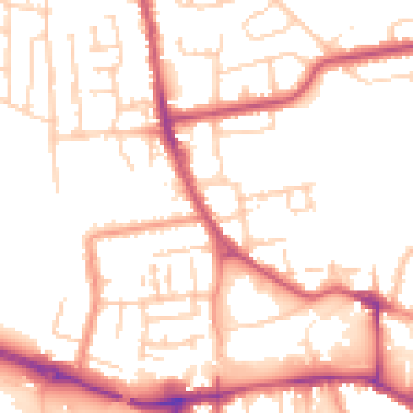 Daytime road noise heatmap for YO16 4JE