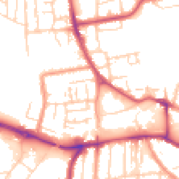 Daytime road noise heatmap for YO16 4PE