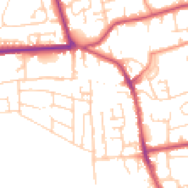 Daytime road noise heatmap for YO16 4PQ