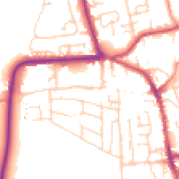 Daytime road noise heatmap for YO16 4QF