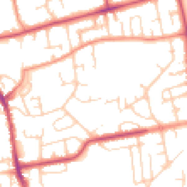 Daytime road noise heatmap for YO16 7BS