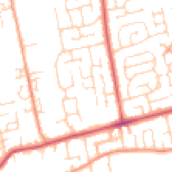 Daytime road noise heatmap for YO16 7EG