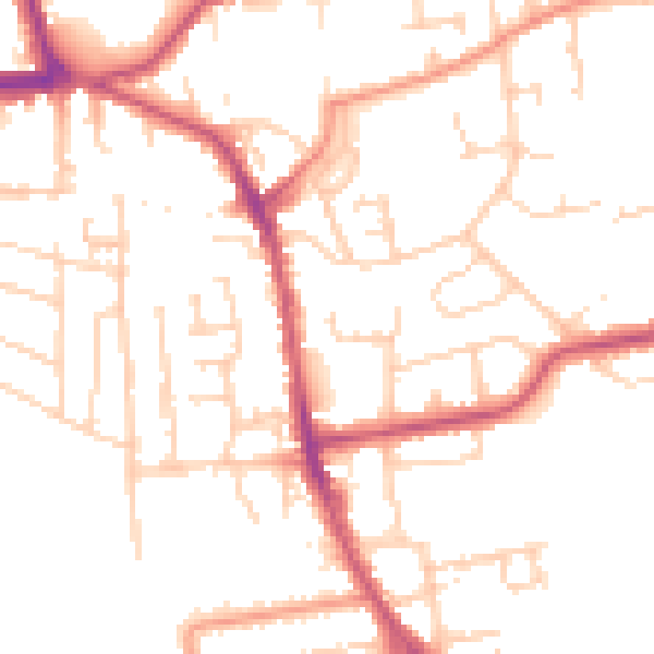 Daytime road noise heatmap for YO16 7NA