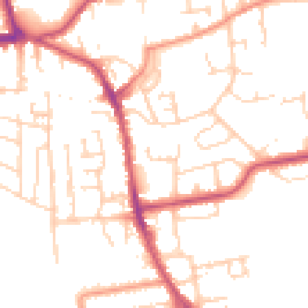 Daytime road noise heatmap for YO16 7NB