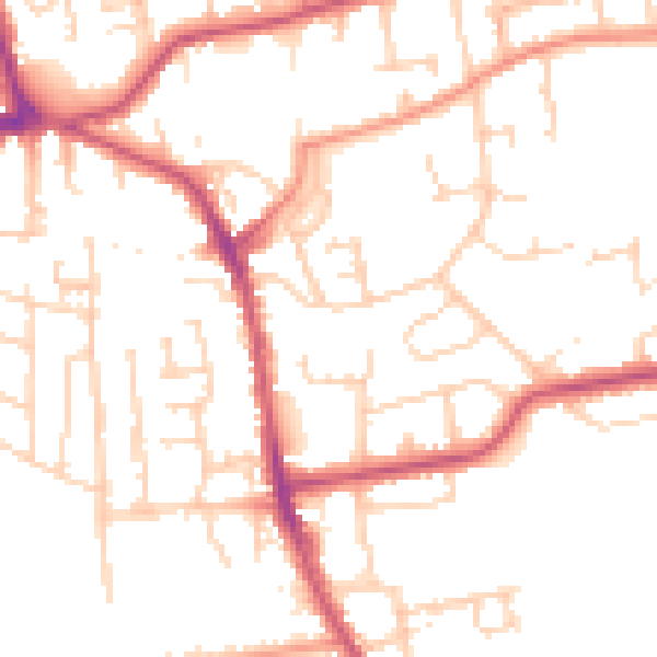 Daytime road noise heatmap for YO16 7NE